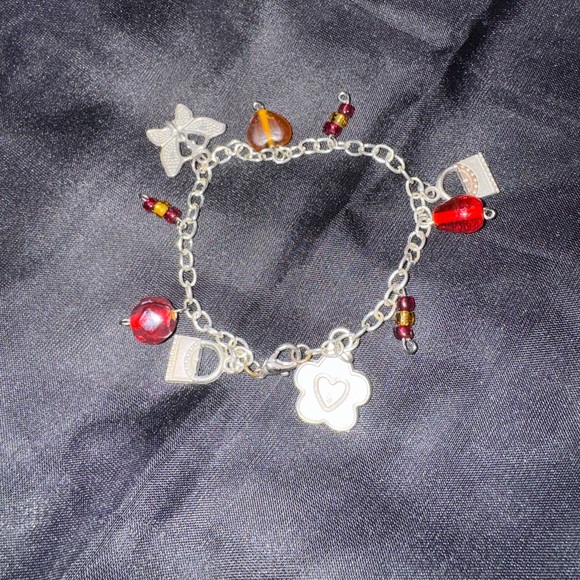 Jewelry - #300- Silver Charms w/Red Beaded Accent High Quality Handmade Bracelet